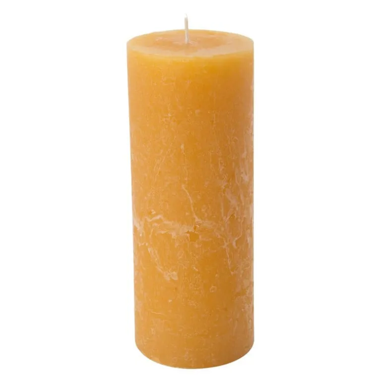 Kaars rustiek - okergeel - ø7x18 cm