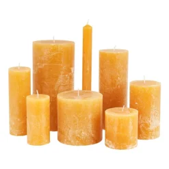 Kaars rustiek - okergeel - ø5x10 cm