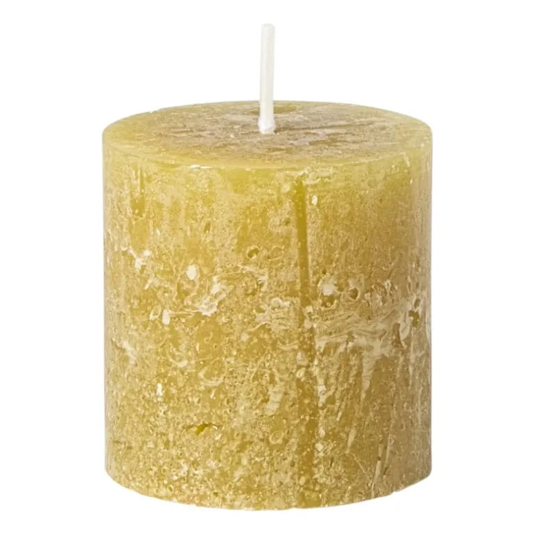 Kaars rustiek - olijfgroen - ø7x7 cm