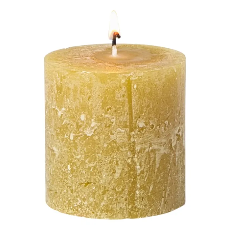 Kaars rustiek - olijfgroen - ø7x7 cm