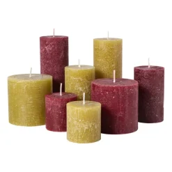 Kaars rustiek - olijfgroen - ø7x7 cm