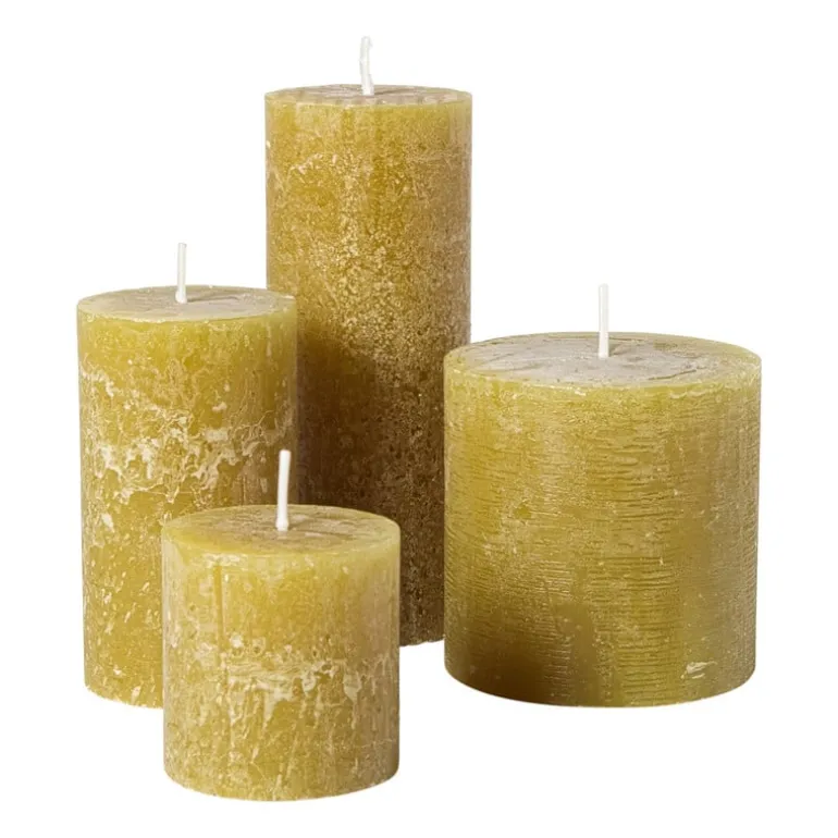 Kaars rustiek - olijfgroen - ø10x10 cm