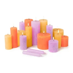 Kaars rustiek - oranje - ø7x18 cm