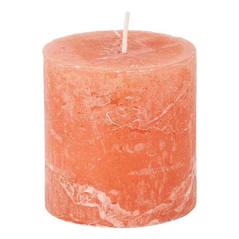 Kaars rustiek - oranje/terra - ø7x7 cm