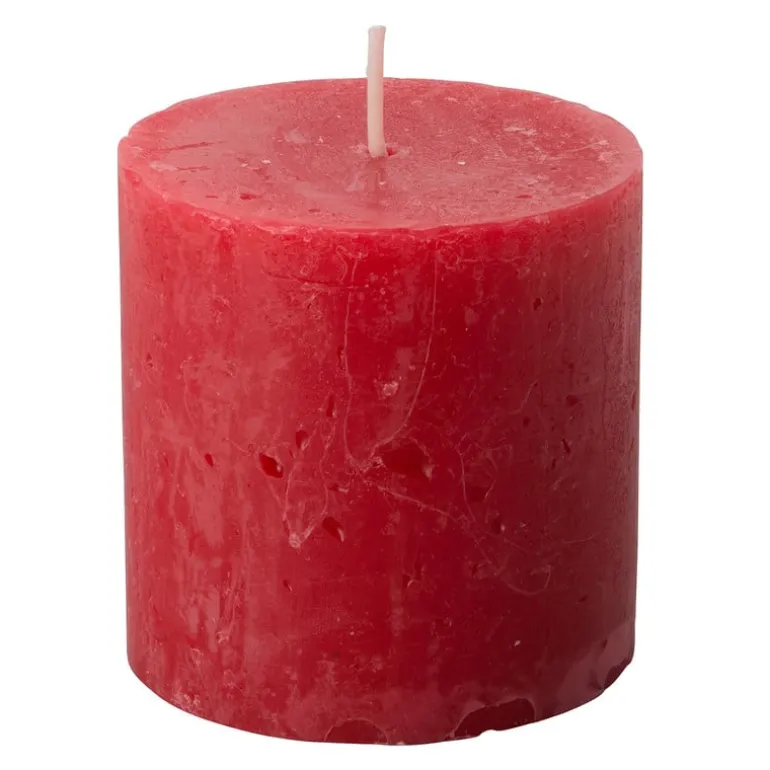 Kaars rustiek - rood - ø7x7 cm