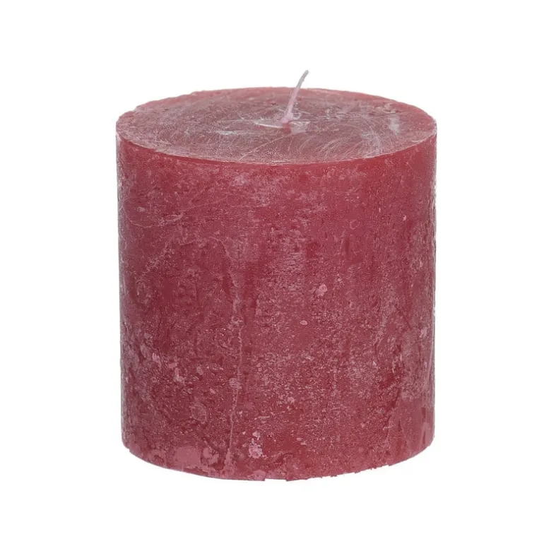 Kaars rustiek - rood - ø7x7 cm