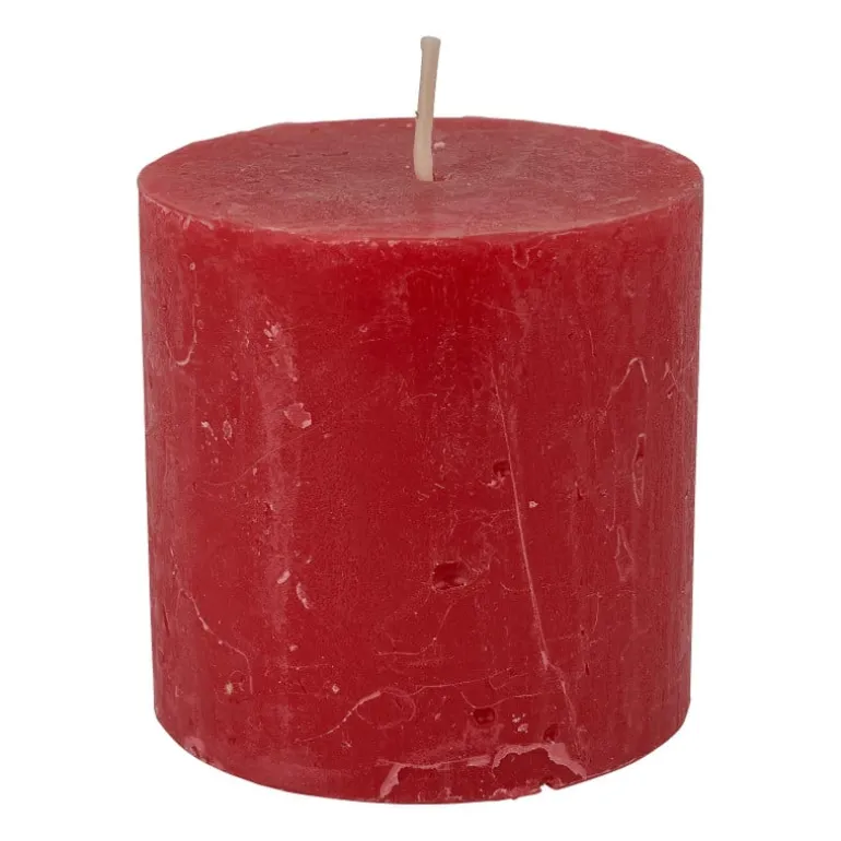 Kaars rustiek - rood - ø7x7 cm