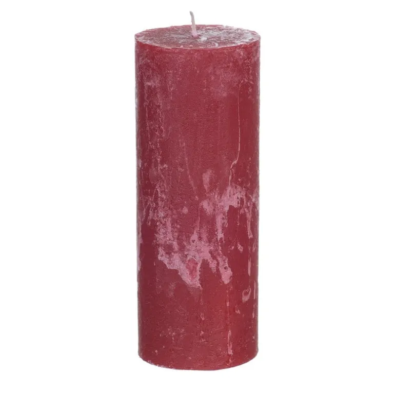 Kaars rustiek - rood - ø7x18 cm