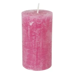 Kaars rustiek - roze - ø7x12 cm