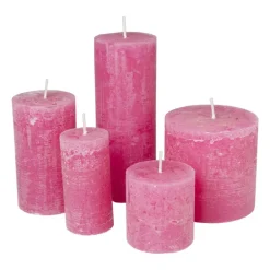 Kaars rustiek - roze - ø7x7 cm