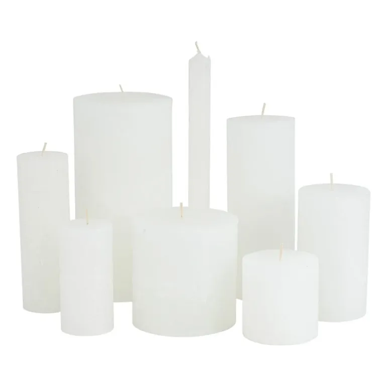Kaars rustiek - wit - ø10x10 cm