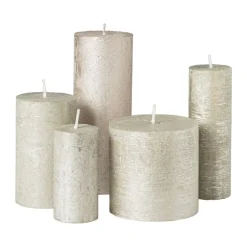 Kaars rustiek - zilver - ø10x10 cm