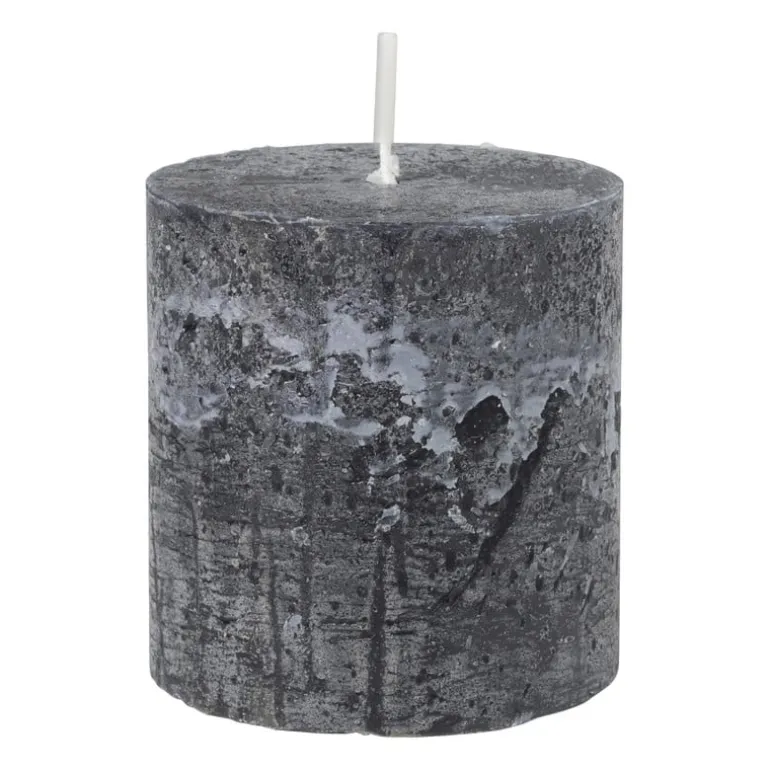 Kaars rustiek - zwart - ø7x7 cm