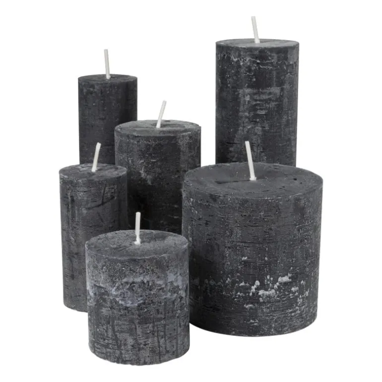 Kaars rustiek - zwart - ø7x7 cm
