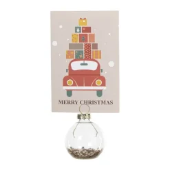 Kaarthouders kerstballen - champagnekleurig - set van 4