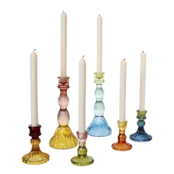 Kandelaar groot - rood/geel - ø9.5x23 cm