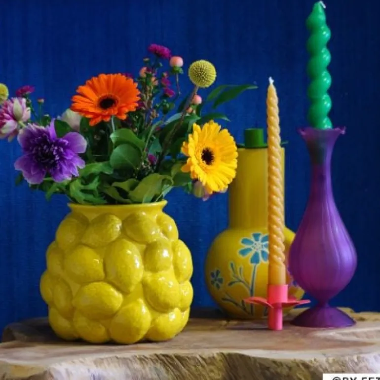 Kandelaar hoog - paars - ø8x22.5 cm