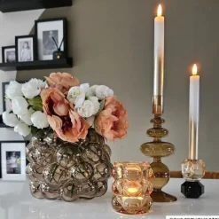 Kandelaar kristal - bruin/zwart - ø5.5x9 cm