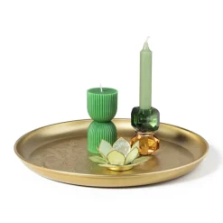 Kandelaar kristal - groen/oranje - ø5.5x9 cm