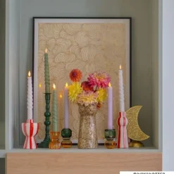 Kandelaar kristal - groen/oranje - ø5.5x9 cm