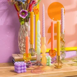 Kandelaar kristal - paars/oranje - ø5.5x9 cm