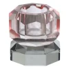 Kandelaar kristal 2-laags - roze/grijs - 4x4x4 cm