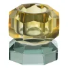 Kandelaar kristal 2-laags - oker/groen - 4x4x4 cm