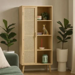 Kast Java met deurtje en vakken - bruin - 160x70x33.5 cm