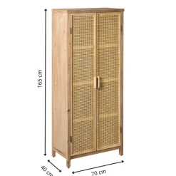 Kast webbing Lombok - bruin - 165x70x40 cm