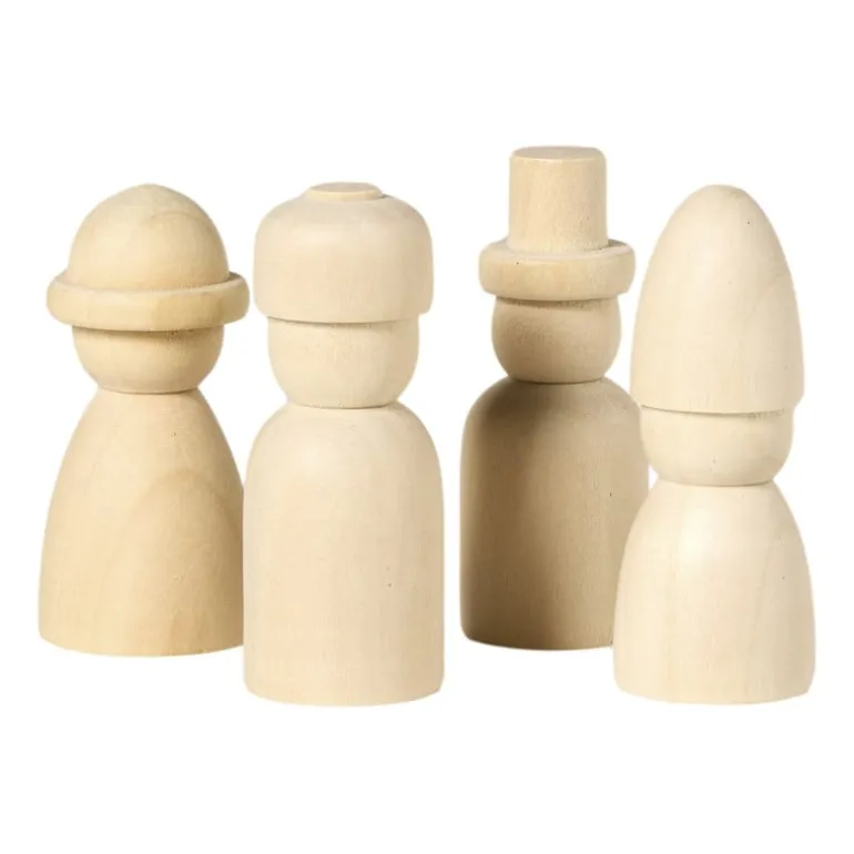 Kerst poppetjes - hout - set van 4