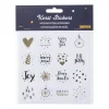 Kerst stickervel - wit/goud/zwart - set van 12