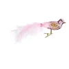 Kerst vogel op clip - roze - 6x15x3.5 cm