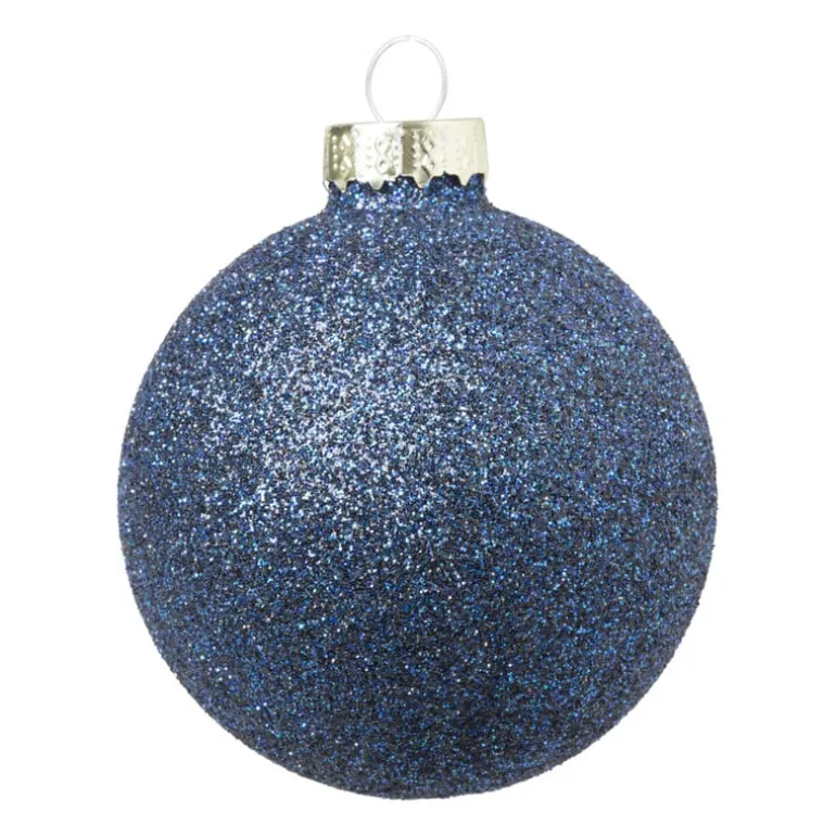 Kerstbal box - blauw - set van 8