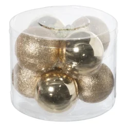 Kerstbal box - goudkleurig - set van 8