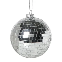 Kerstbal discobal - zilverkleurig
