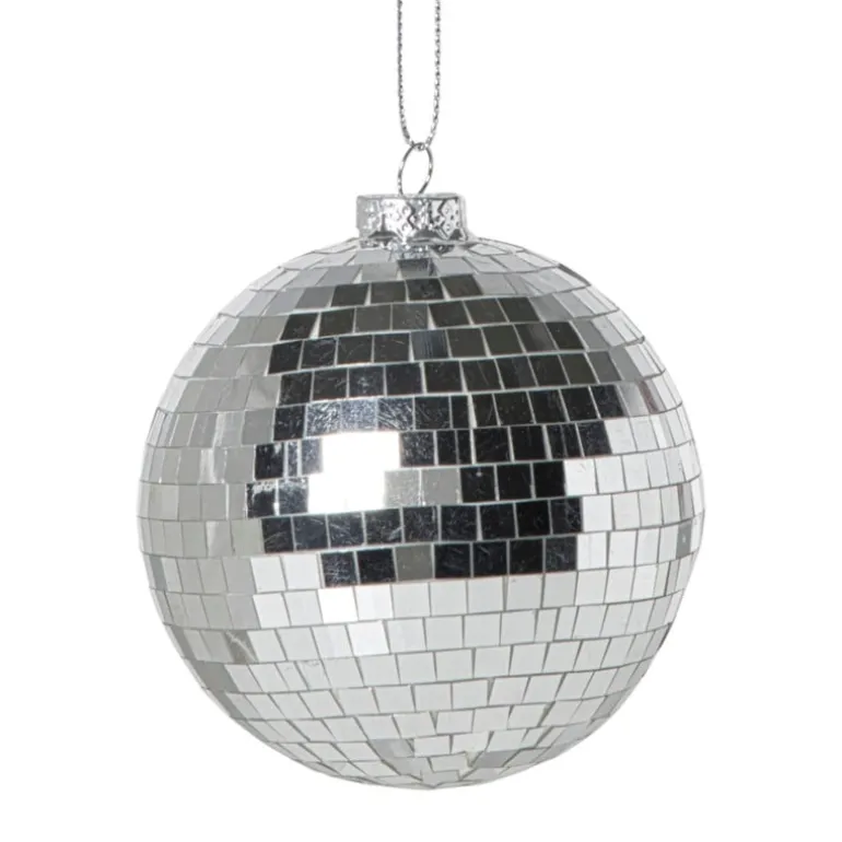 Kerstbal discobal - zilverkleurig