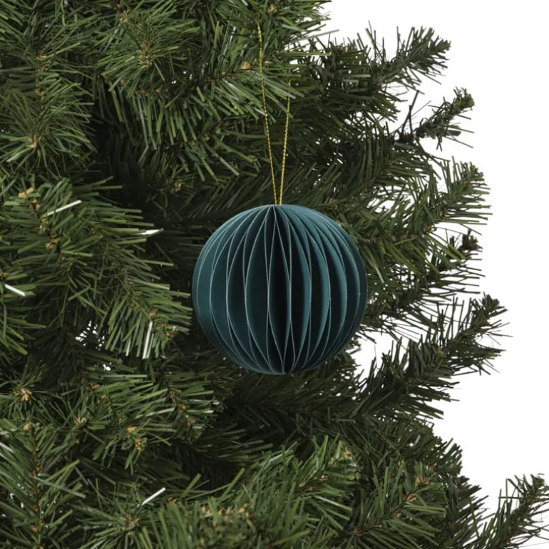 Kerstbal papier - groen -ø8 cm