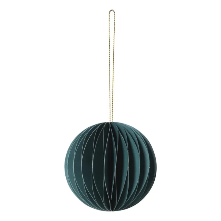 Kerstbal papier - groen -ø8 cm