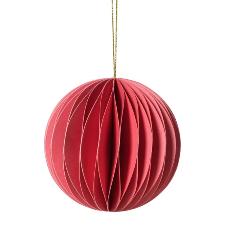 Kerstbal papier - roze - ø8 cm