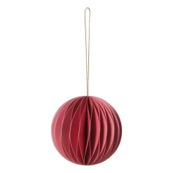 Kerstbal papier - roze - ø8 cm