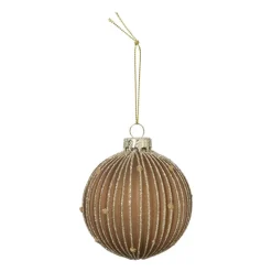 Kerstbal strepen en stippen - bruin