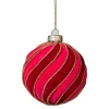 Kerstbal swirl velvet - paars/roze