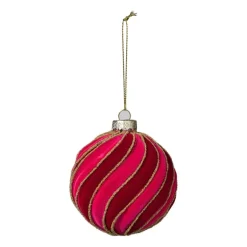 Kerstbal swirl velvet - paars/roze