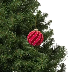 Kerstbal swirl velvet - paars/roze