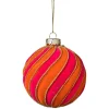 Kerstbal swirl velvet - roze/oranje