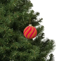 Kerstbal swirl velvet - roze/oranje