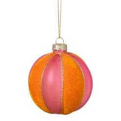 Kerstbal twist - roze/oranje