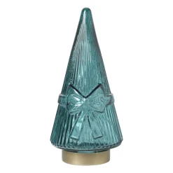 Kerstboom beeldje glas - groen - ø10.5x22.6 cm