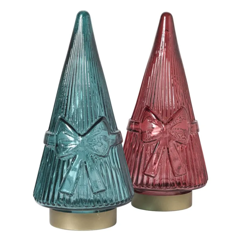 Kerstboom beeldje glas - groen - ø10.5x22.6 cm