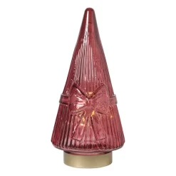 Kerstboom beeldje glas - rood - ø10.5x22.6 cm
